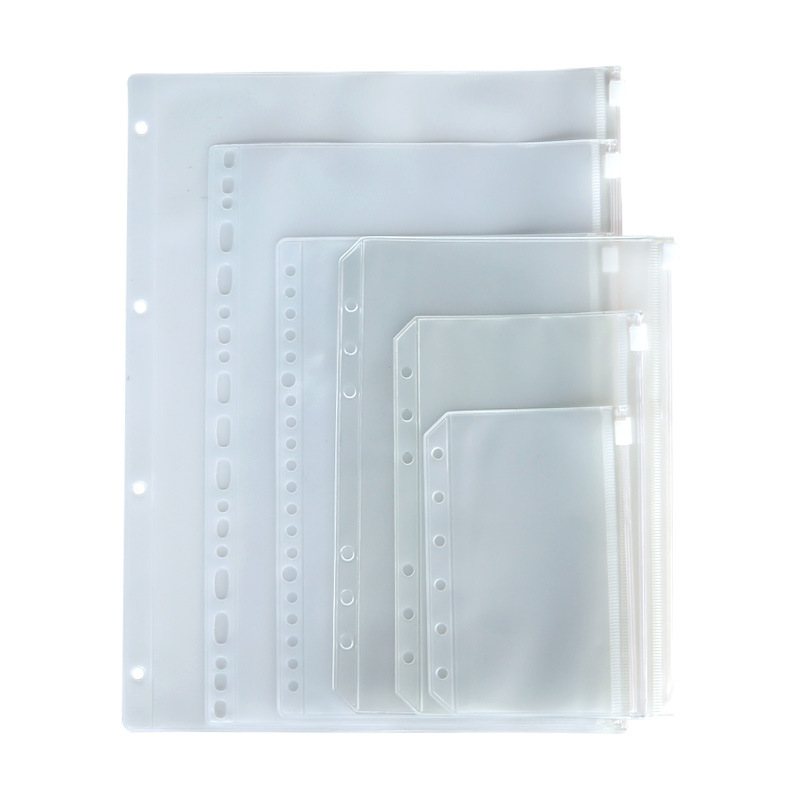 A4 A5 A6 A7 File Budget Binder Cash Pouch Clear Pocket 6ring Zipper Pvc Plastic Filling Pocket Folders