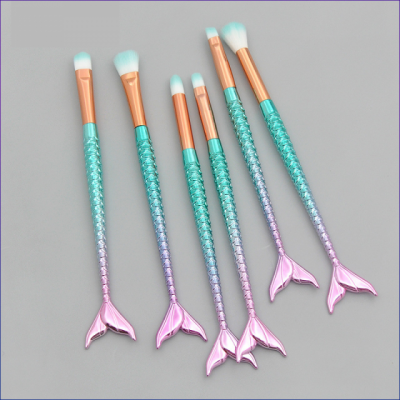 Custom Mermaid Cosmetic Brush Set Eyebrow Brush Eye Blender Lip Scrub Brush Wholesale